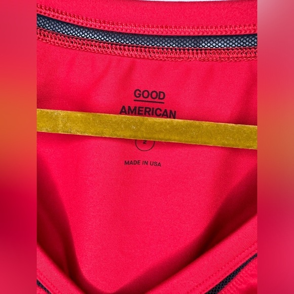 Good American Red and Black V Neck Lowdown Bodysuit - Picture 3 of 7